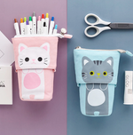 Load and play video in Gallery viewer, Cartoon Cute Cat Bear Sheep Canvas Fold Standing Holder Stationery Organizer Kids Gift - NINI SHOP
