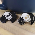 Load image into Gallery viewer, Gothic Cat Skeleton Skull Enamel Pins - NINI SHOP
