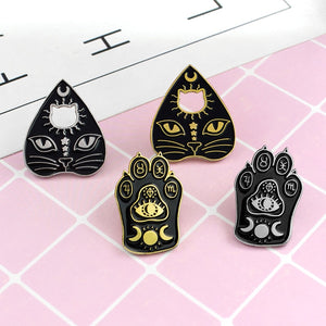 Gothic Witch Cat Paw Brooch Enamel Witch Magic Cat - NINI SHOP