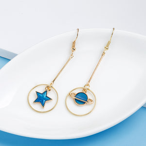 Creative Blue Universe Asymmetric Earrings - NINI SHOP