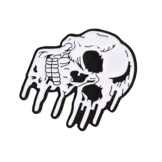 Punk Skull Pizza Skeleton Enamel pins - NINI SHOP