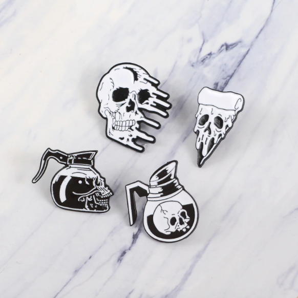 Punk Skull Pizza Skeleton Enamel pins - NINI SHOP
