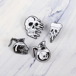 Load image into Gallery viewer, Punk Skull Pizza Skeleton Enamel pins - NINI SHOP
