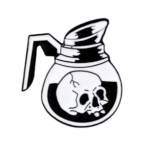 Punk Skull Coffee Skeleton Enamel Brooches pins - NINI SHOP