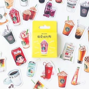 46PCS/set Of Coffee Drink Mini Paper Label Stickers - NINI SHOP