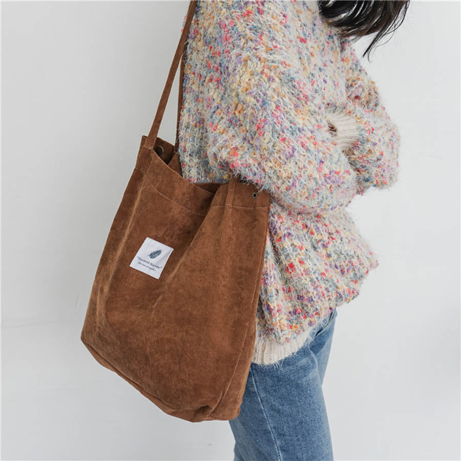Women's Handbags Student Corduroy Tote Casual Solid Colour Shoulder Bag - NINI SHOP