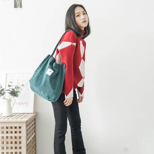 Women's Handbags Student Corduroy Tote Casual Solid Colour Shoulder Bag - NINI SHOP