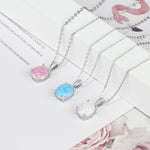 Load image into Gallery viewer, 925 Sterling Silver Pendant Necklaces Created Oval White Pink Blue Opal Necklace - NINI SHOP
