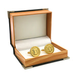 Load image into Gallery viewer, Men&#39;s Bitcoin Cufflinks Copper Material Golden Color - NINI SHOP
