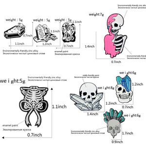 Happy Halloween ! Punk Gothic Dark Skeleton Skull Coffin Zombie Mummy Rib Enamel Pins Collection - NINI SHOP