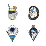 Load image into Gallery viewer, Spaceman Pins Outer Space Rocket Astronaut Planet Hard enamel lapel pins - NINI SHOP
