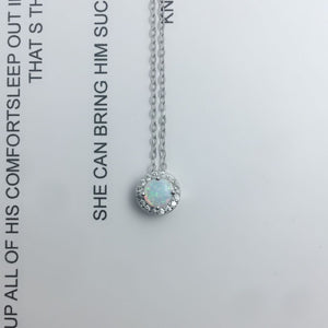 Pink White Blue Opal 925 Sterling Silver Cubic Zirconia Pendant Necklaces - NINI SHOP