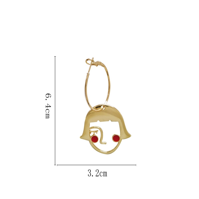 Figure Stud Earrings Fashion Temperament Metal Blush Cute Girl Earrings - NINI SHOP