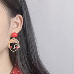 Load image into Gallery viewer, Figure Stud Earrings Fashion Temperament Metal Blush Cute Girl Earrings - NINI SHOP
