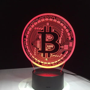 3D 7 Colours LED Lamp Bitcoin Sign Modelling Night Lights - NINI SHOP