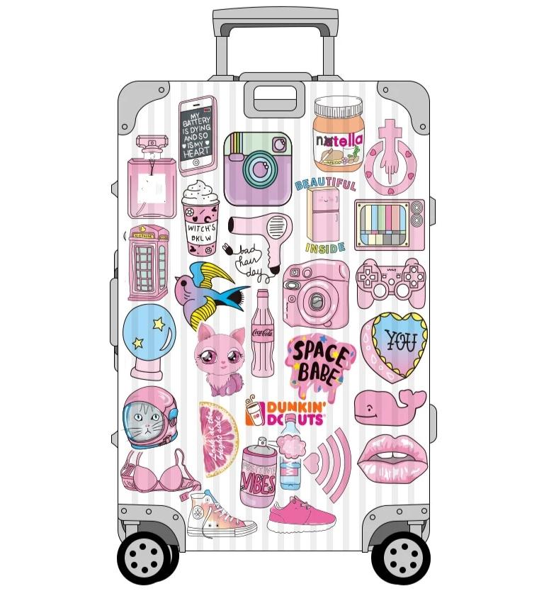 50PCS/pack Mini PVC Waterproof Pink Girls Fun Sticker - NINI SHOP