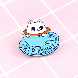 Catpuccino Brooches for Women Cute Banana If I Fit Coffee Cup Enamel Pin - NINI SHOP