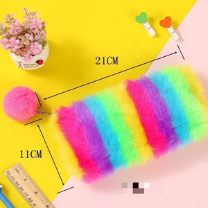 Rainbow Plush Pencil Case Quality School Supplies Stationery Gift For Friends - NINI SHOP