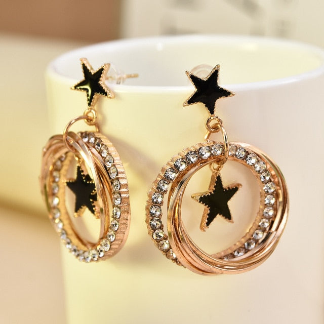 Fashion Statement Earrings Metal Star Moon Geometric Earrings - NINI SHOP