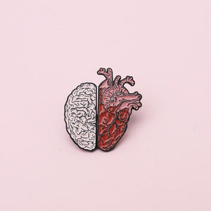 Divided Faces Enamel Pin Organ Brain Heart Brooches Lapel Pin - NINI SHOP