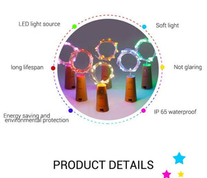 Battery Powered Garland Wine Bottle Lights LED Copper Wire Colorful Fairy Lights String - NINI SHOP