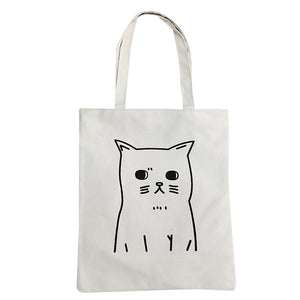 Ladies Cat Handbags Cloth Canvas Shopping Travel Women Eco Reusable Tote Bag - NINI SHOP