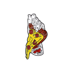 Multi-element Pizza Series Pins UFO Alien Dog Tree Hands Enamel Pins - NINI SHOP