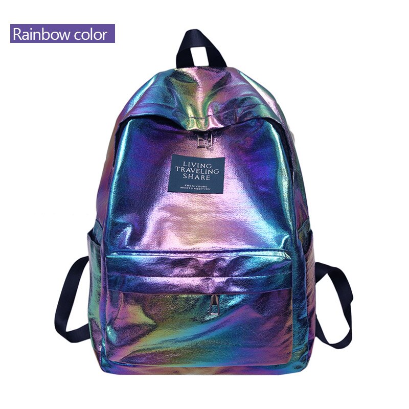 Holographic Women Backpacks Gradient Colour School Bags - NINI SHOP