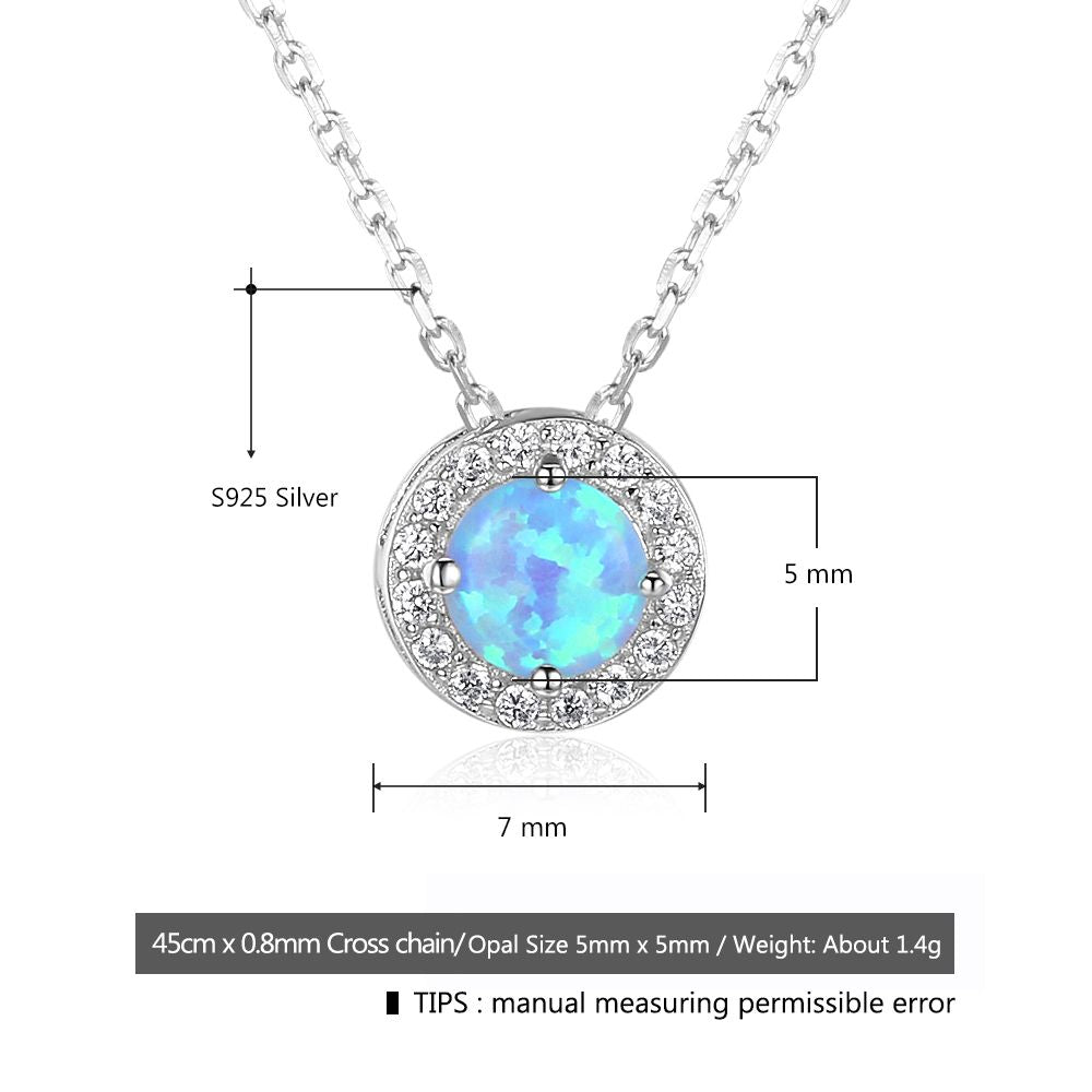 Pink White Blue Opal 925 Sterling Silver Cubic Zirconia Pendant Necklaces - NINI SHOP