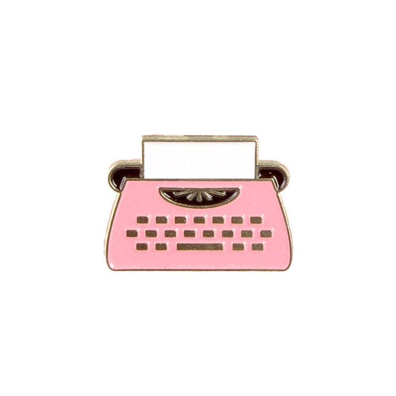 Pink Collection Cartoon Recorder Typewriter Piano Lipstick Brooches - NINI SHOP