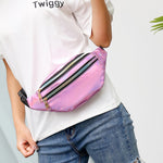 Load image into Gallery viewer, Holographic Waist Bags Women Pink Silver Belt Bag - NINI SHOP
