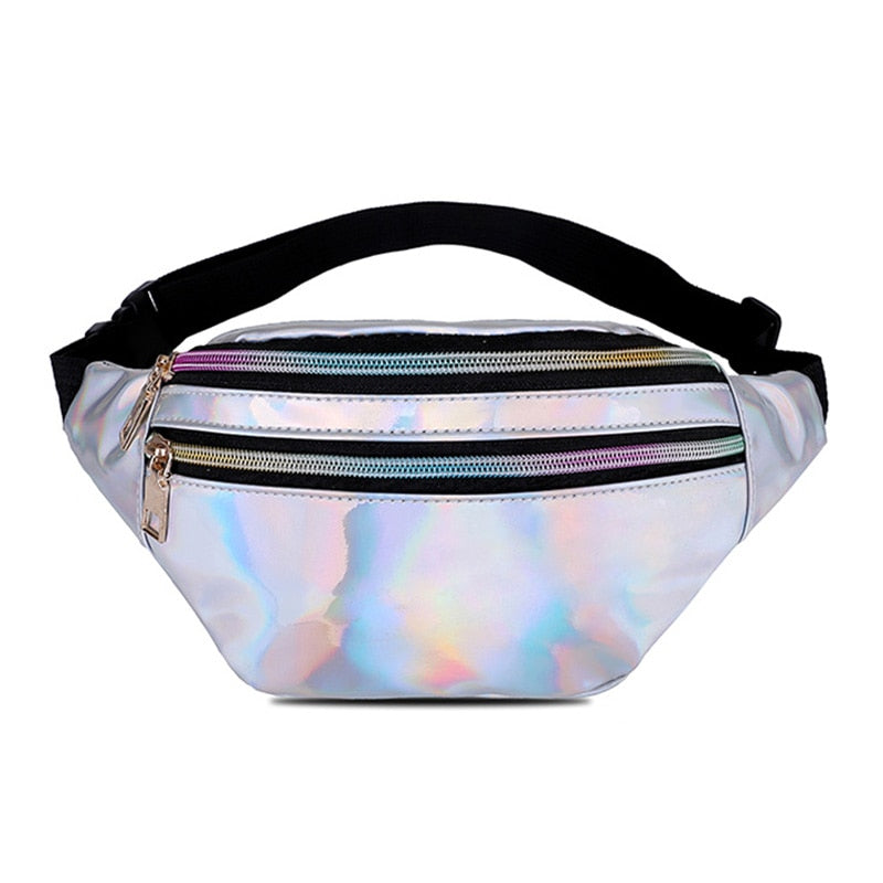 Holographic Waist Bags Women Pink Silver Belt Bag - NINI SHOP