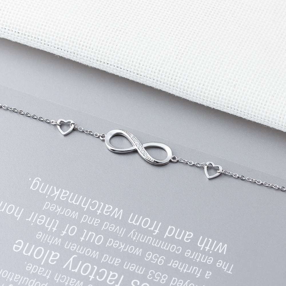 8  Infinity Shape 925 Sterling Silver Bracelet with Cubic Zirconia - NINI SHOP
