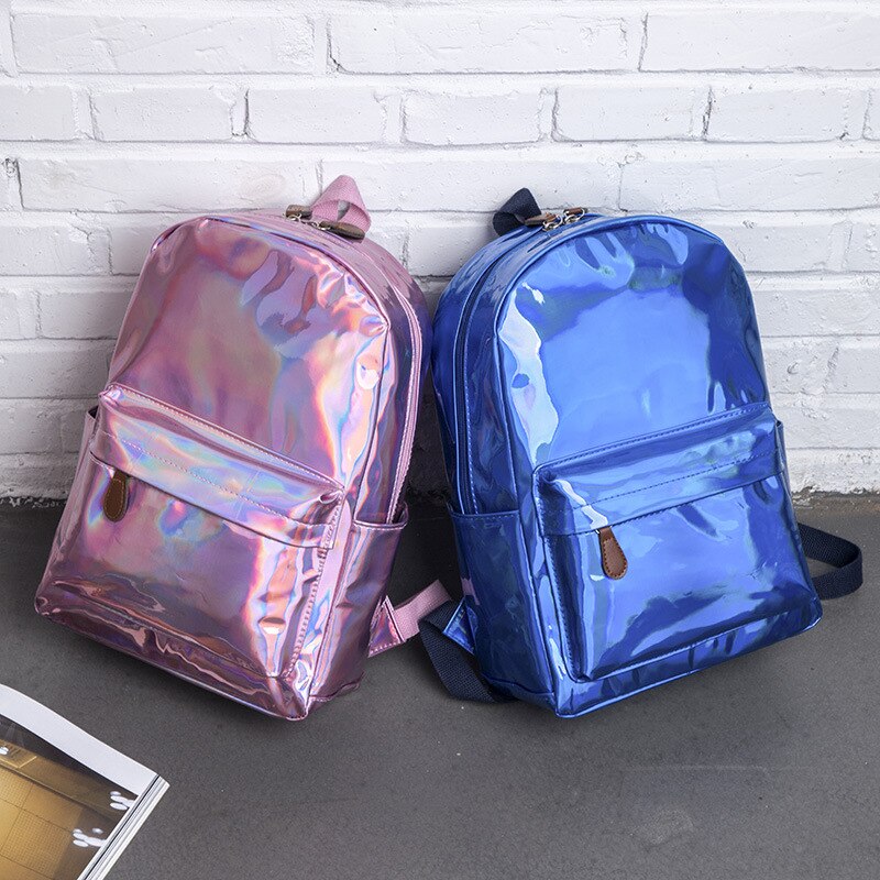 Holographic Backpack Soft Laser PU Travel Backpacks - NINI SHOP
