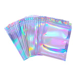 Load image into Gallery viewer, 100PCS S/M/L Flat Zip Lock Bag One Side Clear Holographic Laser Foil Zip Lock Bags - NINI SHOP
