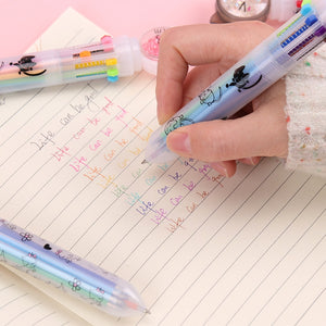 10 Colours Flash Drilling Cat Ballpoint Pen Creative For Writing Stationery (1PC Random Colour) - NINI SHOP