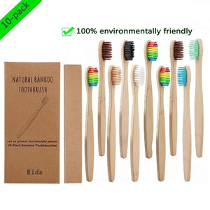 10PCS Toothbrush Eco-Friendly Rainbow Bamboo Soft Fibre Toothbrush - NINI SHOP