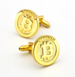 Load image into Gallery viewer, Men&#39;s Bitcoin Cufflinks Copper Material Golden Color - NINI SHOP
