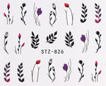Load image into Gallery viewer, 1PC Water Nail Decal Black Flowers Leaf Transfer Nail Art Decorations - NINI SHOP
