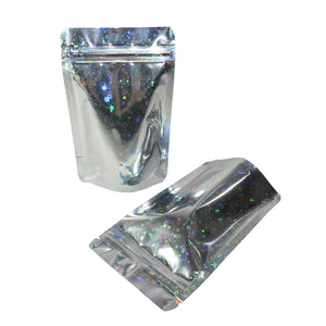100PCS Aluminum Foil Hologram Food Mylar Waterproof Zipper Re-closable Zip Lock Bag - NINI SHOP