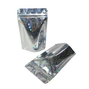 100PCS Aluminum Foil Hologram Food Mylar Waterproof Zipper Re-closable Zip Lock Bag - NINI SHOP