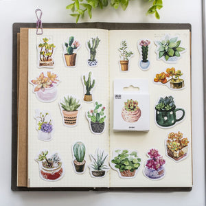 45PCS/box New Cute Succulent Plants Diary Paper Label Sealing Stickers - NINI SHOP
