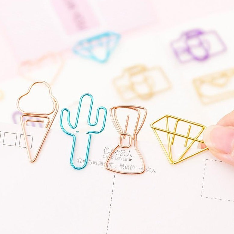 10PCS/pack Cute Cactus Star Ice Cream Mini Paper Clips Kawaii Stationery - NINI SHOP