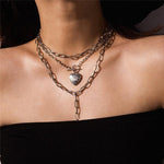 Load image into Gallery viewer, Punk Cuban Choker Steampunk Love Heart Big Chunky Iron Chain Necklace - NINI SHOP
