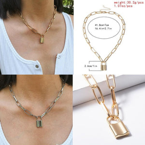Lover Lock Pendant Choker Necklace Steampunk Padlock Heart Chain Necklace Jewelry Gift - NINI SHOP