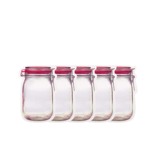 Reusable Mason Jar Zipper Grocery Candy Food Storage Bags Cookies Sealed Bag - NINI SHOP