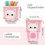 Load image into Gallery viewer, Cartoon Cute Cat Bear Sheep Canvas Foldable Standing Pencil Case Stationery - NINI SHOP
