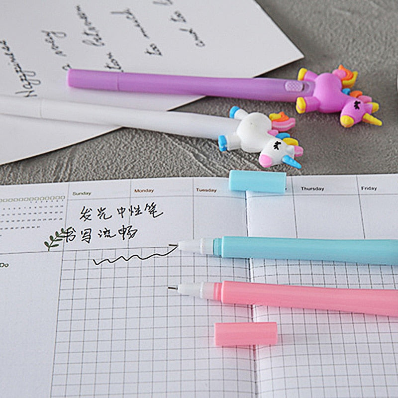 4PCS/BOX Light Coloured Pony Unicorn Bear Gel Pens - NINI SHOP