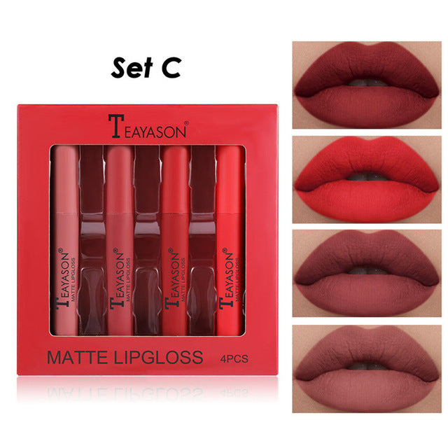 6PCS/set Matte Gloss Liquid Lipstick Waterproof Long Lasting Moisturising Cosmetics Set - NINI SHOP