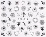 Load image into Gallery viewer, 1PC Water Nail Stickers Decal Black Flowers Leaf Transfer Nail Art Decorations - NINI SHOP
